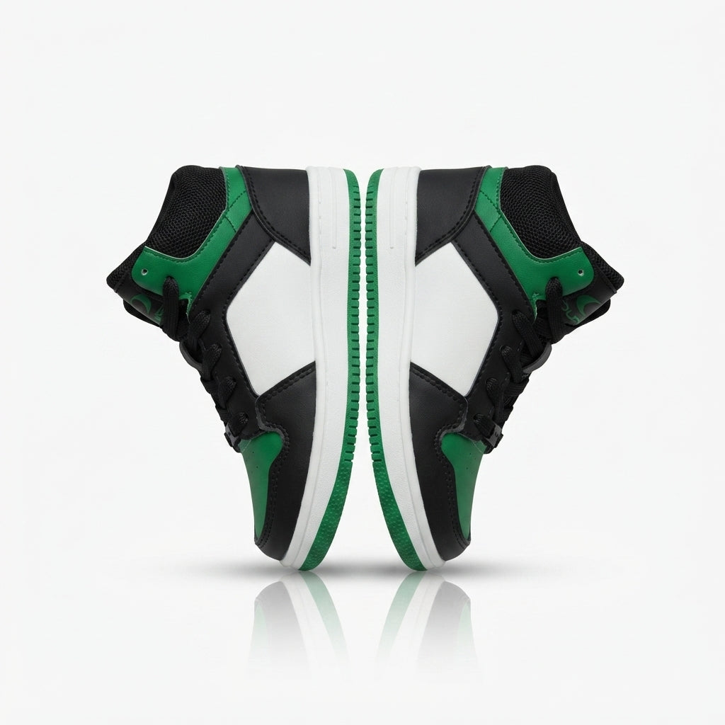 Black & Green High-Top Sneakers