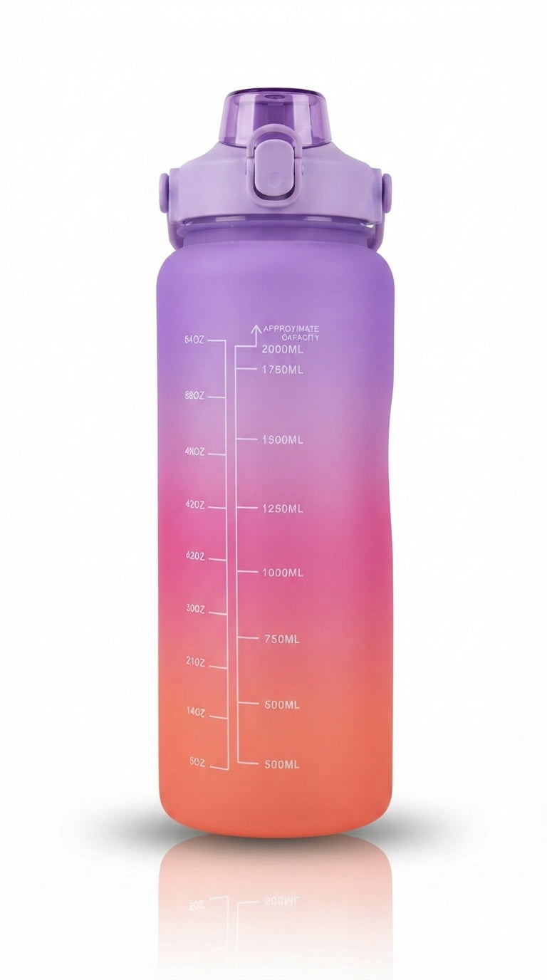 Gradient Water Bottle: 2000ml/64oz with Time Markers