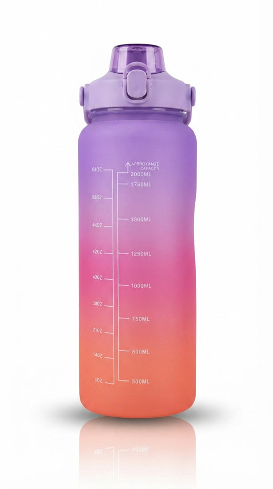 Gradient Water Bottle: 2000ml/64oz with Time Markers