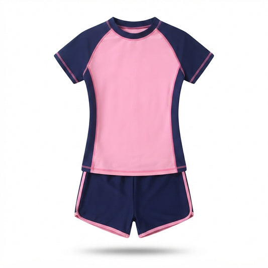 Pink & Navy Two-Piece Swimsuit