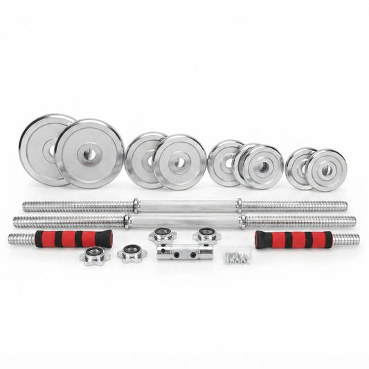 50kg Chrome Dumbbell with Barbell & Box