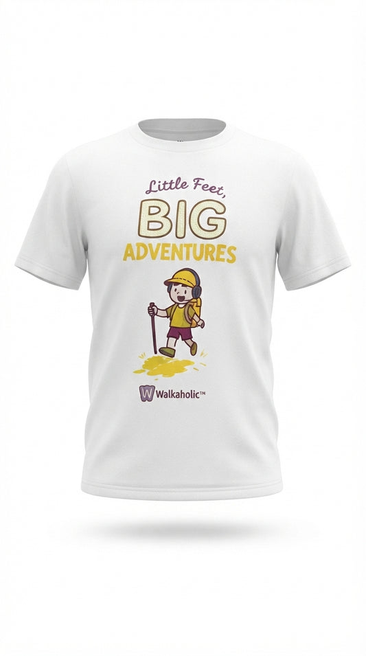 Little Feet, Big Adventures T-shirt White (Road Walk)